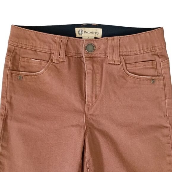 Democracy AB Solution Jeans 6 Tan Skinny Stretch Straight Ankle Length Raw Hem. - Picture 9 of 16